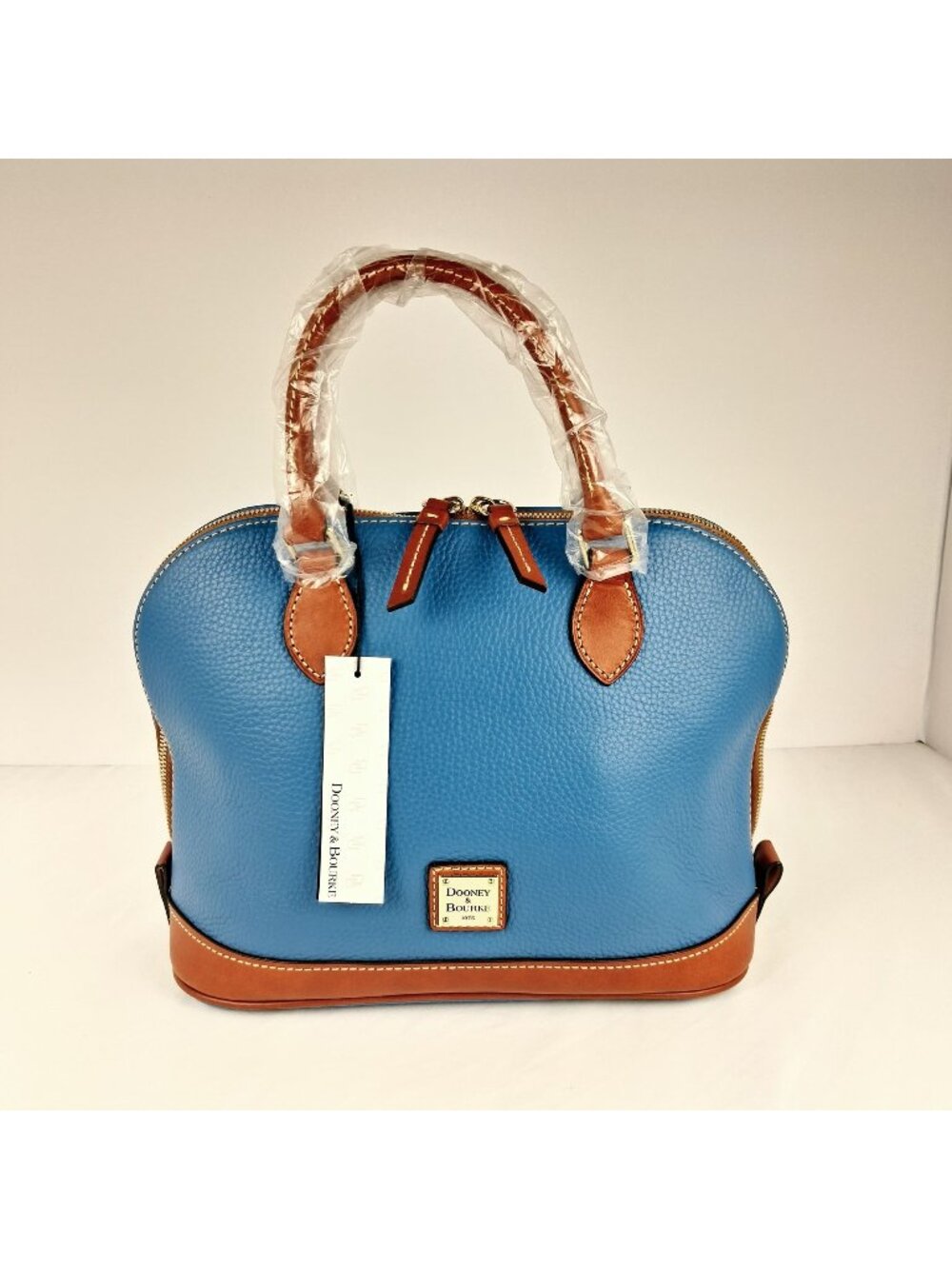 Dooney & Bourke Pebble Leather Domed Azure Blue Satchel / Cross Body NWT